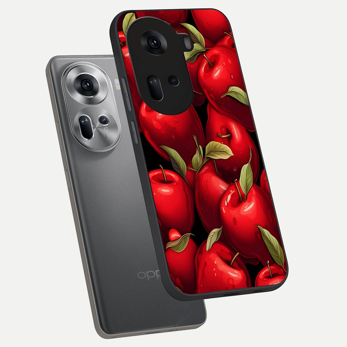  Apple Pattern phone case For Oppo Reno 11 5G showing premium glass back cover with detailed artwork