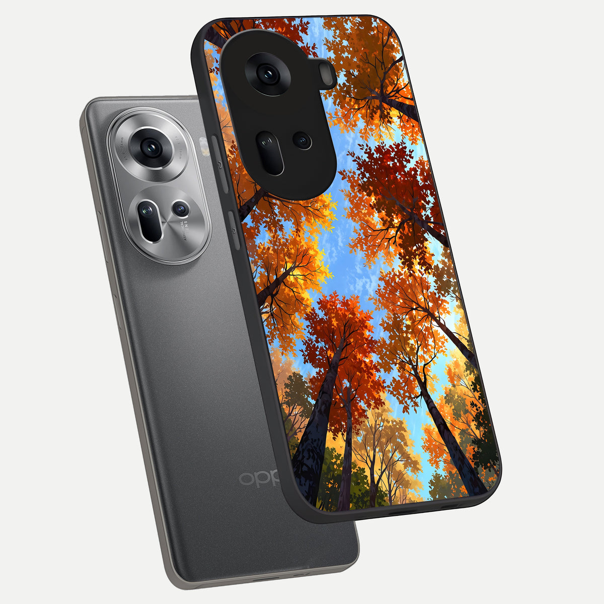  Autumn Sky Rise phone case For Oppo Reno 11 5G showing premium glass back cover with detailed artwork
