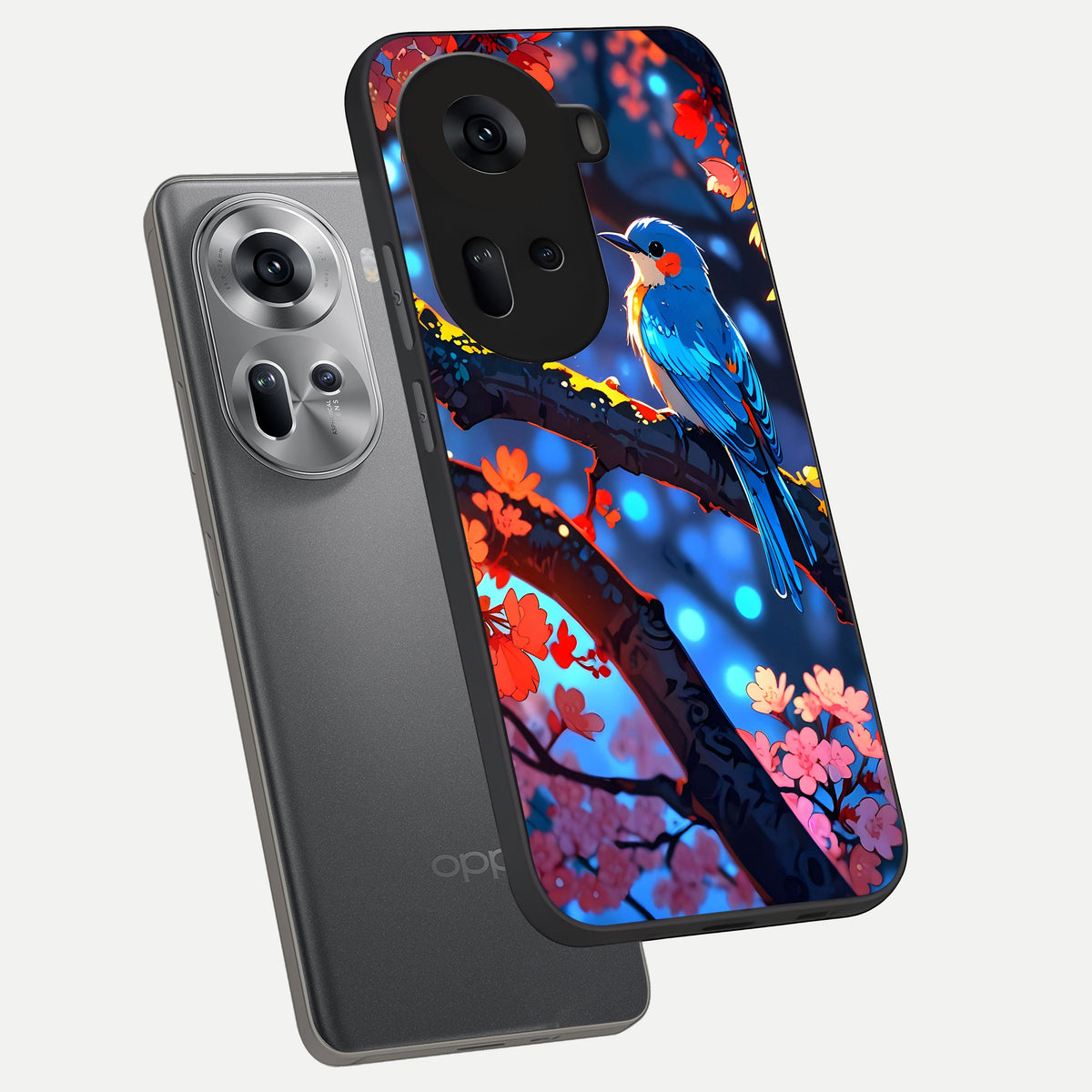  Blooming Water Drift phone case For Oppo Reno 11 5G showing premium glass back cover with detailed artwork