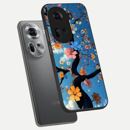  Blossom Dream Sky phone case For Oppo Reno 11 5G showing premium glass back cover with detailed artwork