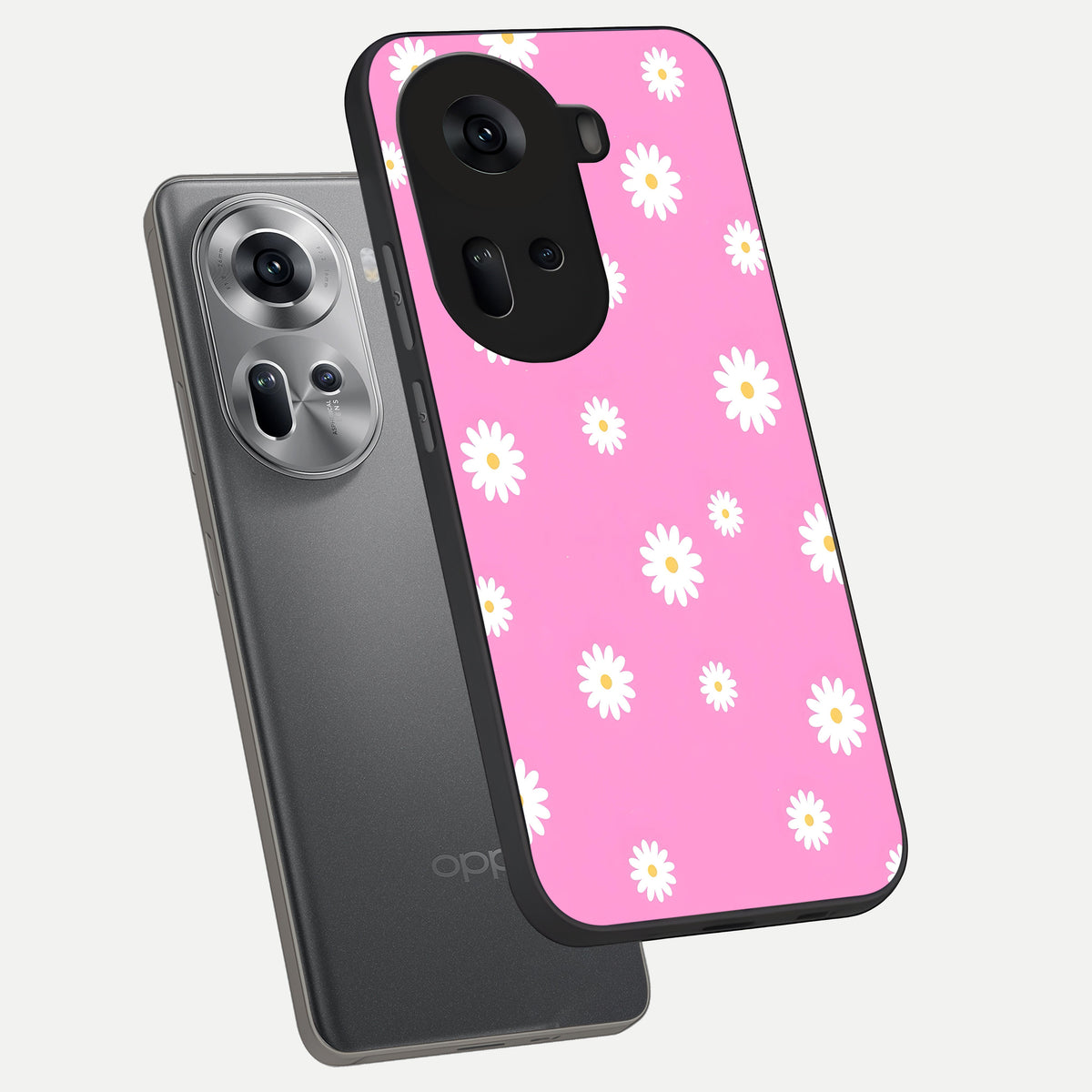  Bubblegum Daisy Pop phone case For Oppo Reno 11 5G showing premium glass back cover with detailed artwork
