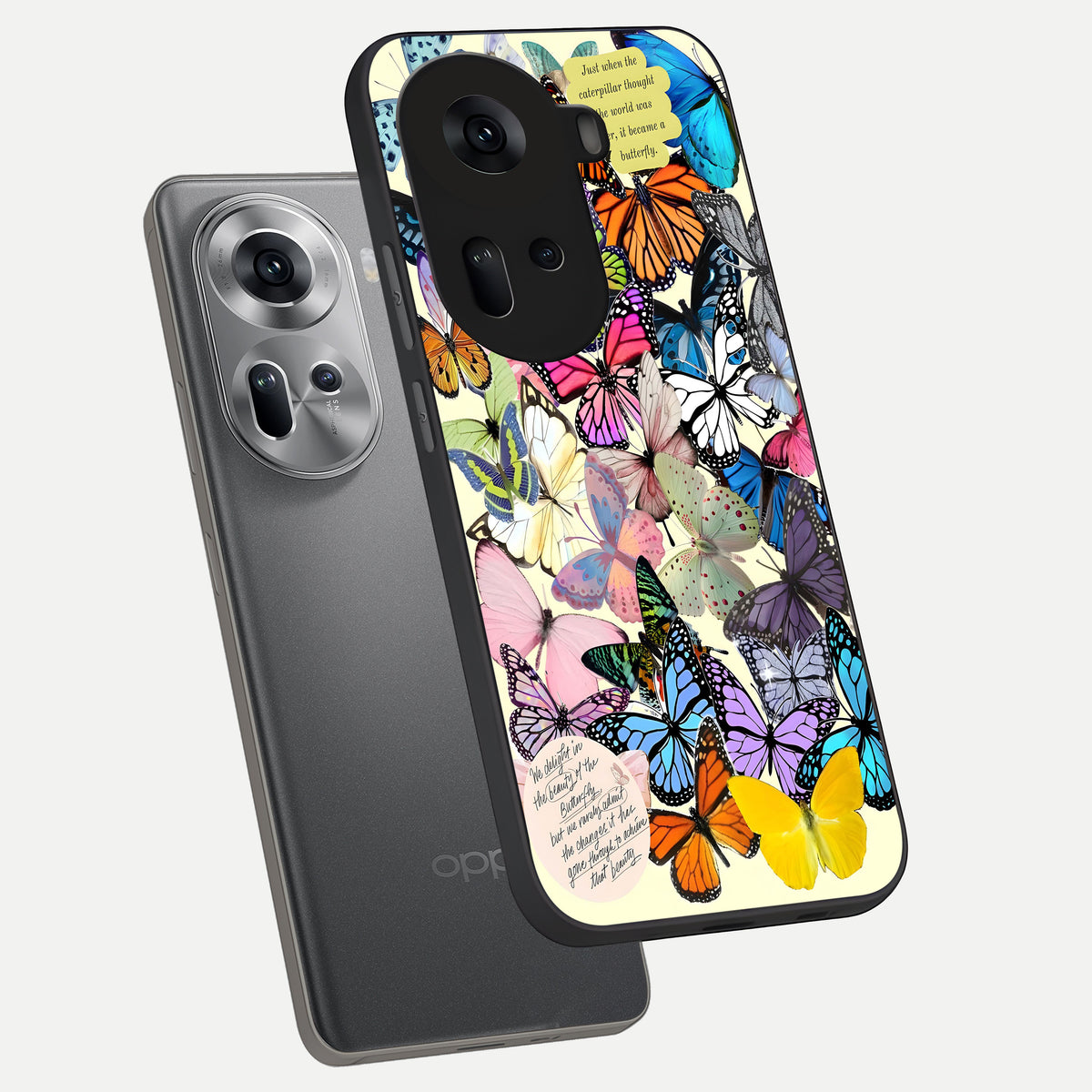  Butterflies Petal Dream phone case For Oppo Reno 11 5G showing premium glass back cover with detailed artwork