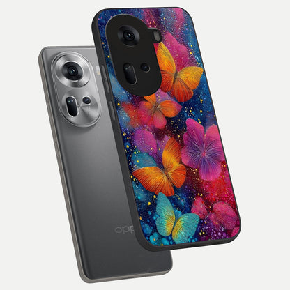  Butterfly Dream Mist phone case For Oppo Reno 11 5G showing premium glass back cover with detailed artwork