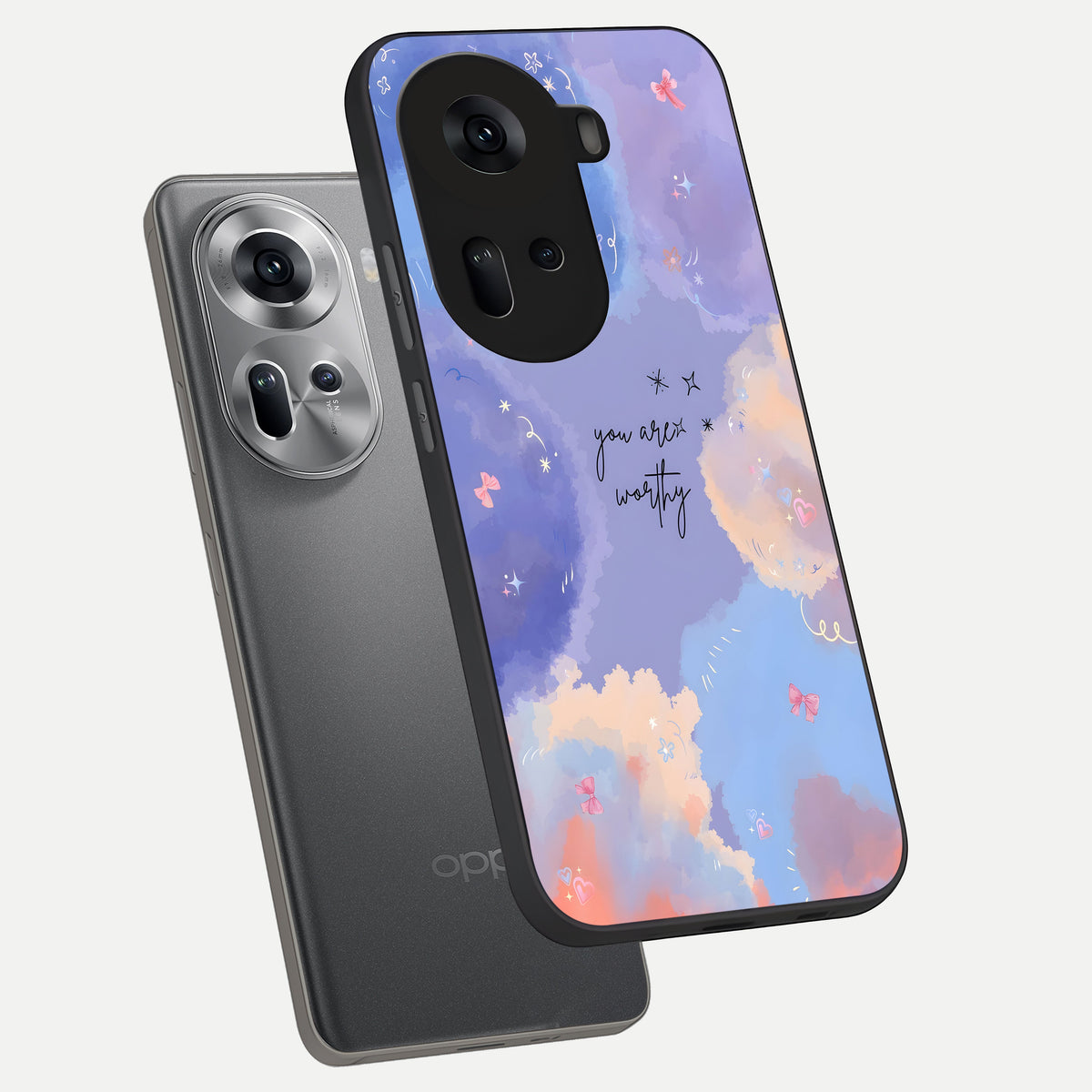  Celestial Cloud Magic phone case For Oppo Reno 11 5G showing premium glass back cover with detailed artwork