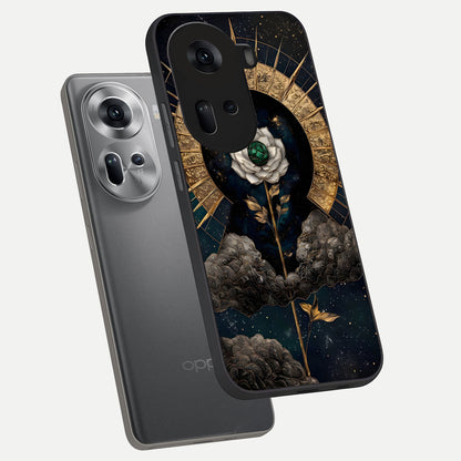  Celestial Lotus Morang phone case For Oppo Reno 11 5G showing premium glass back cover with detailed artwork