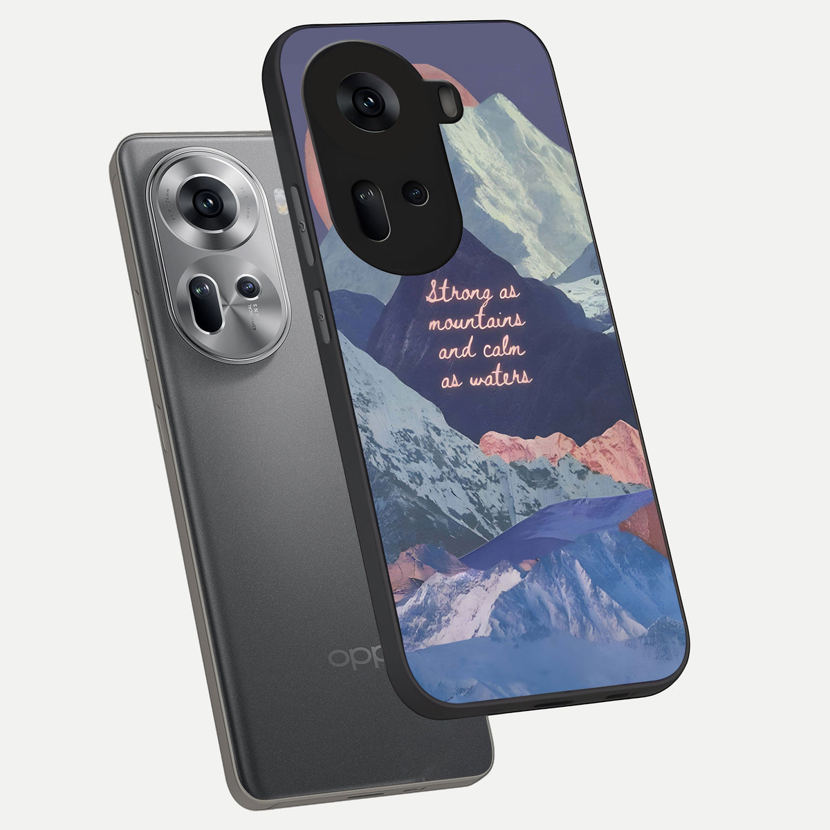  Celestial Mountain Calm phone case For Oppo Reno 11 5G showing premium glass back cover with detailed artwork