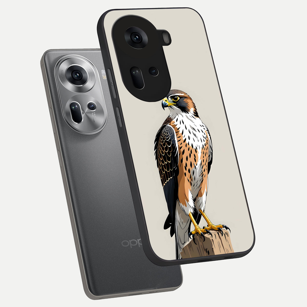  Clever Eagle phone case For Oppo Reno 11 5G showing premium glass back cover with detailed artwork
