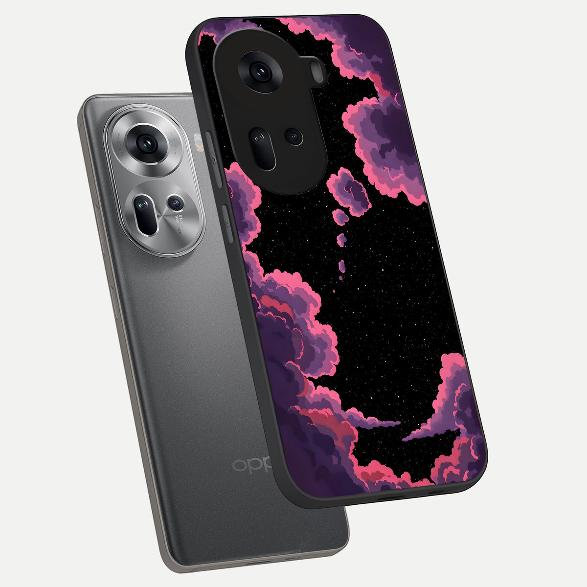  Cosmic Cloud Journey phone case For Oppo Reno 11 5G showing premium glass back cover with detailed artwork