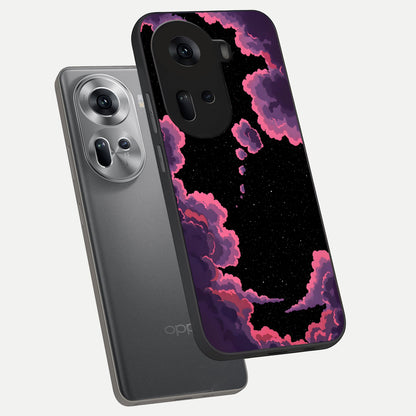  Cosmic Cloud Journey phone case For Oppo Reno 11 5G showing premium glass back cover with detailed artwork