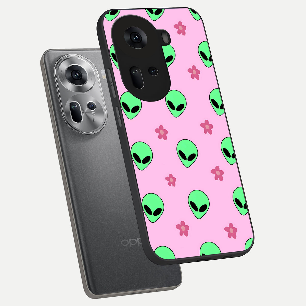 Cosmic Cute Crush phone case For Oppo Reno 11 5G showing premium glass back cover with detailed artwork