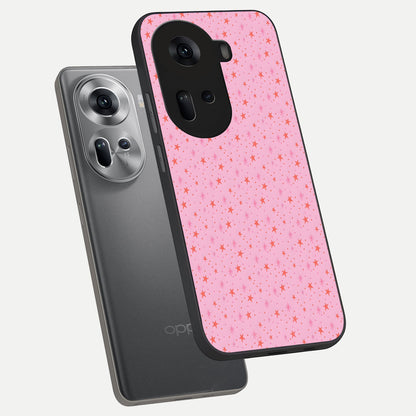  Cosmic Pink Sparkle phone case For Oppo Reno 11 5G showing premium glass back cover with detailed artwork