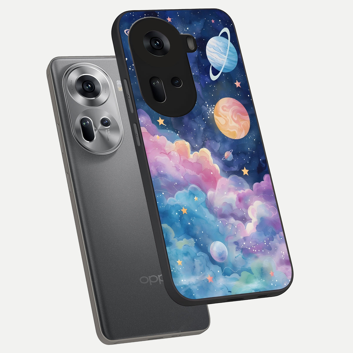  Cosmic Planet Dreams phone case For Oppo Reno 11 5G showing premium glass back cover with detailed artwork