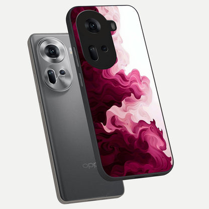  Crimson Wave Flow phone case For Oppo Reno 11 5G showing premium glass back cover with detailed artwork