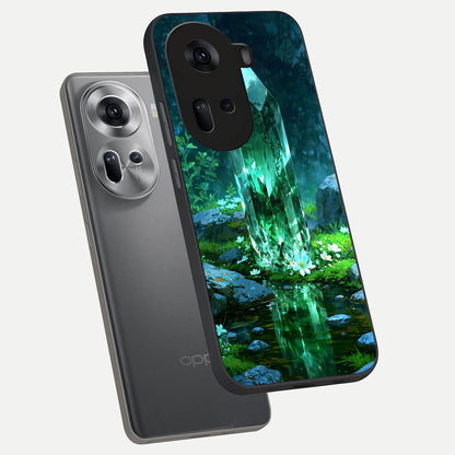  Emerald Light Crystal phone case For Oppo Reno 11 5G showing premium glass back cover with detailed artwork