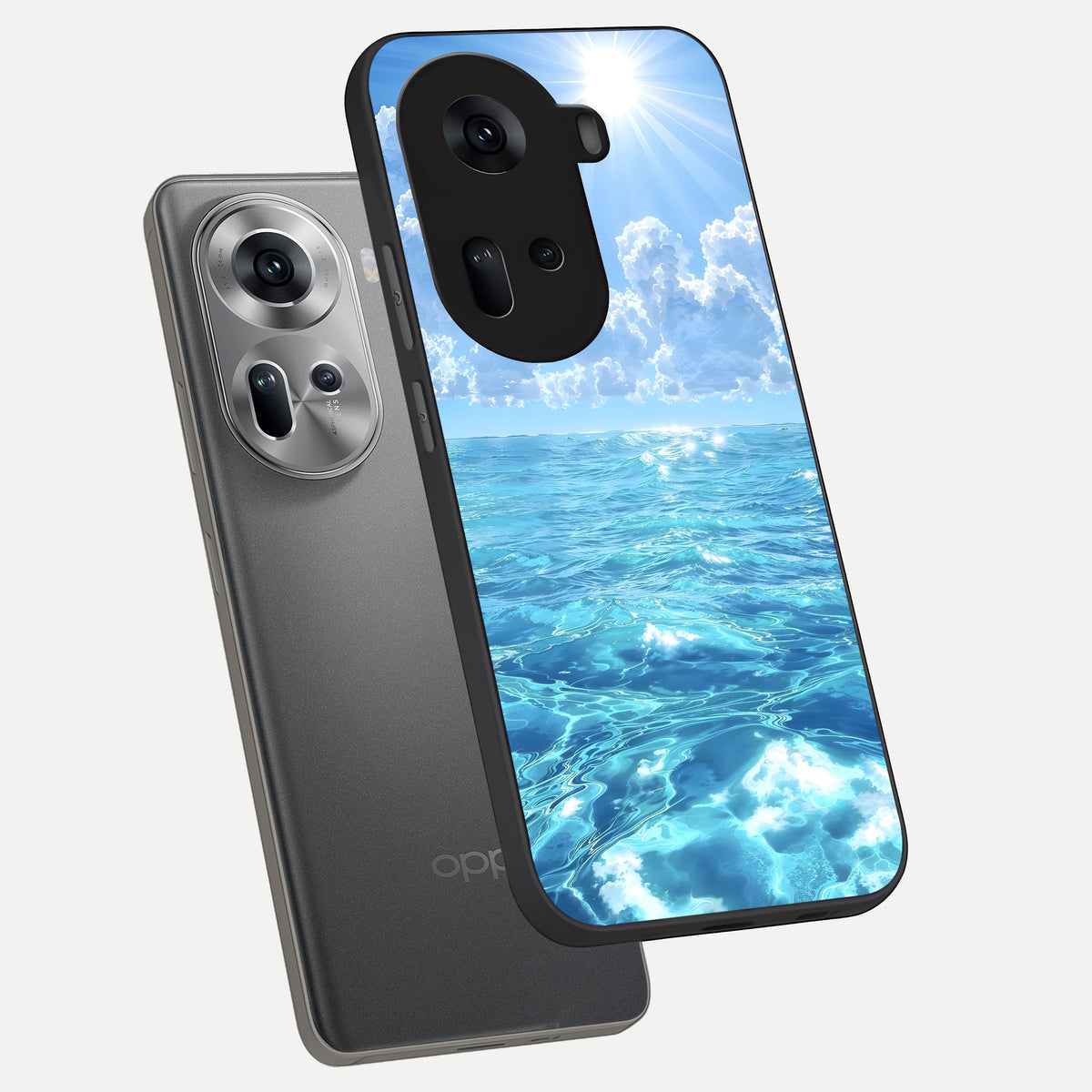  Endless Ocean Horizon phone case For Oppo Reno 11 5G showing premium glass back cover with detailed artwork