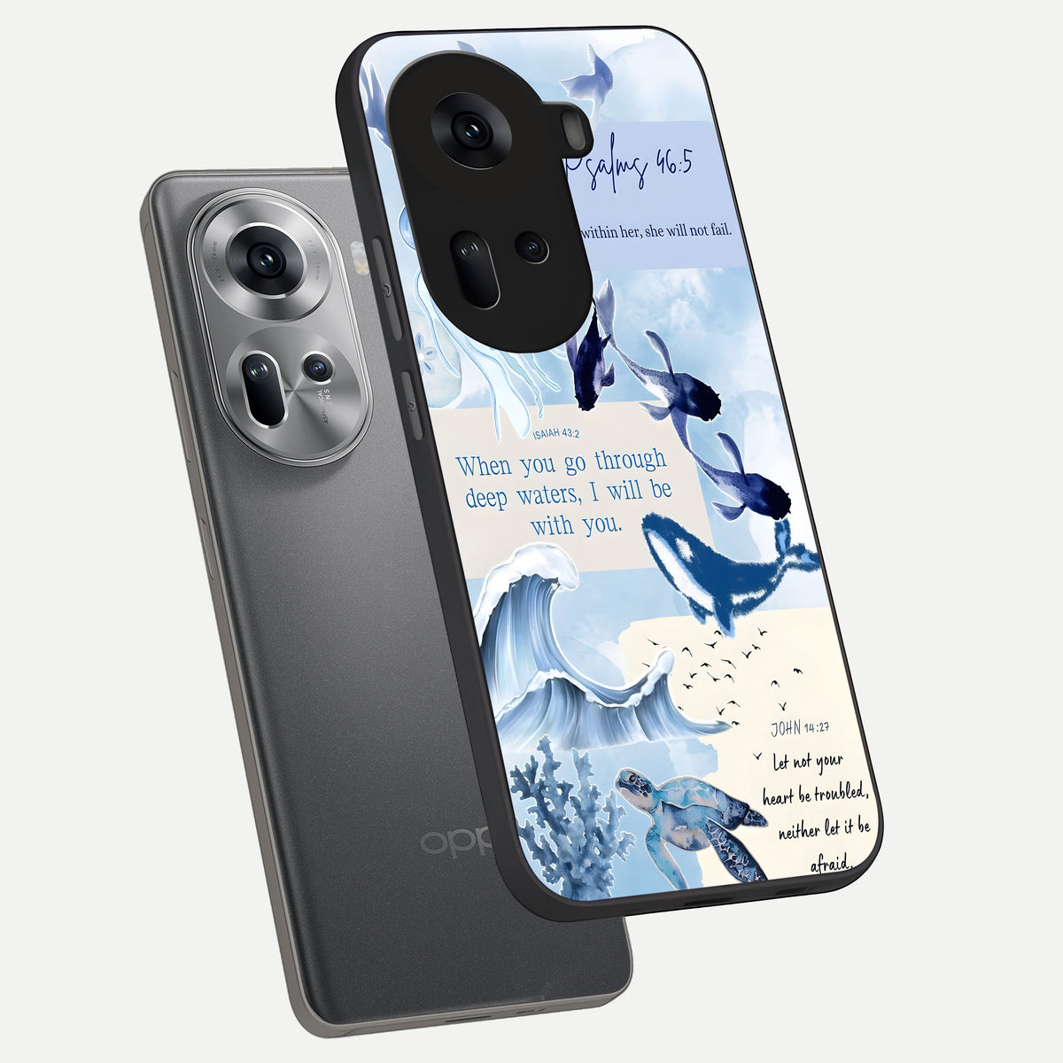  Faithful Ocean Promise phone case For Oppo Reno 11 5G showing premium glass back cover with detailed artwork