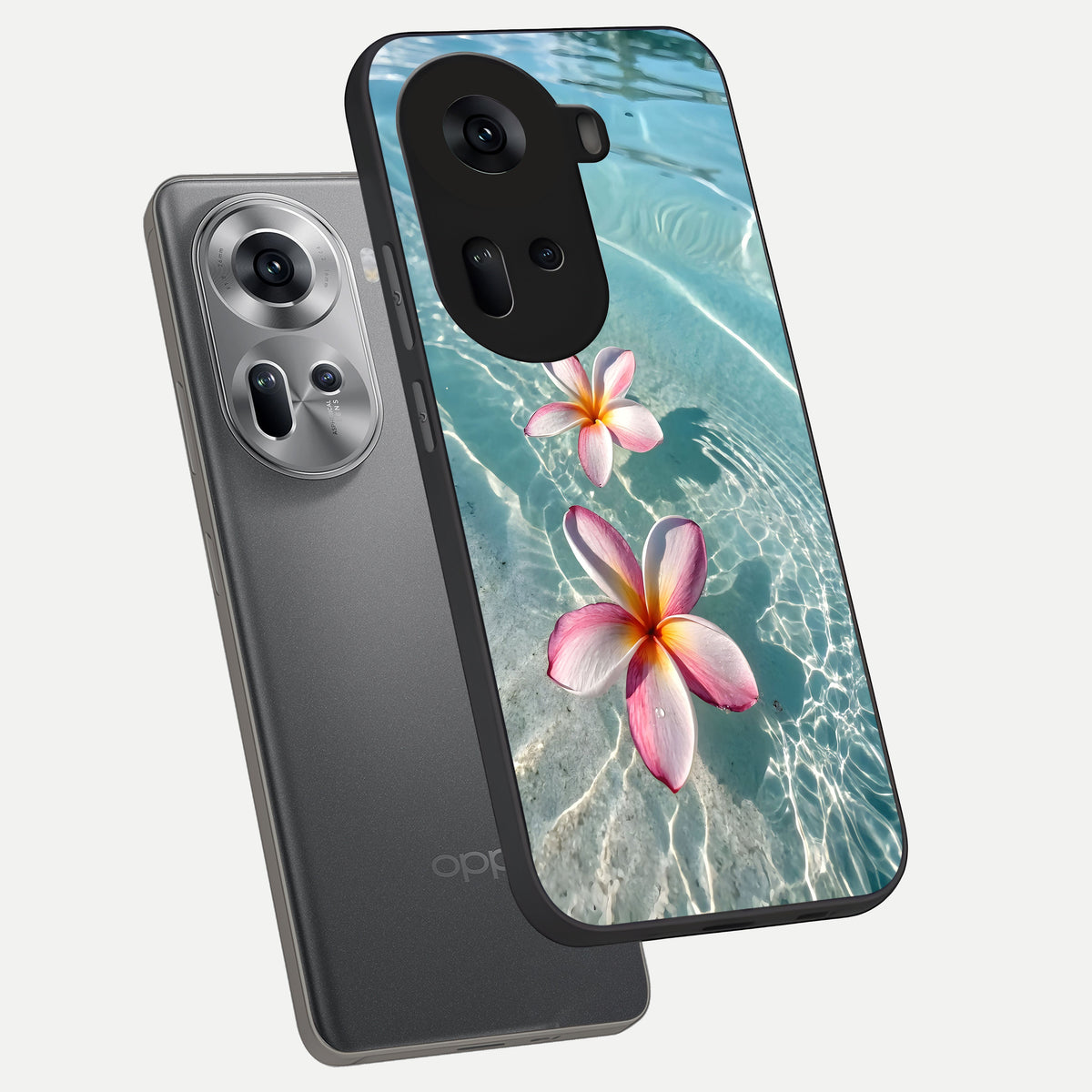  Floating Bloom Bliss phone case For Oppo Reno 11 5G showing premium glass back cover with detailed artwork