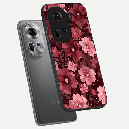  Flower Blush Bloom phone case For Oppo Reno 11 5G showing premium glass back cover with detailed artwork