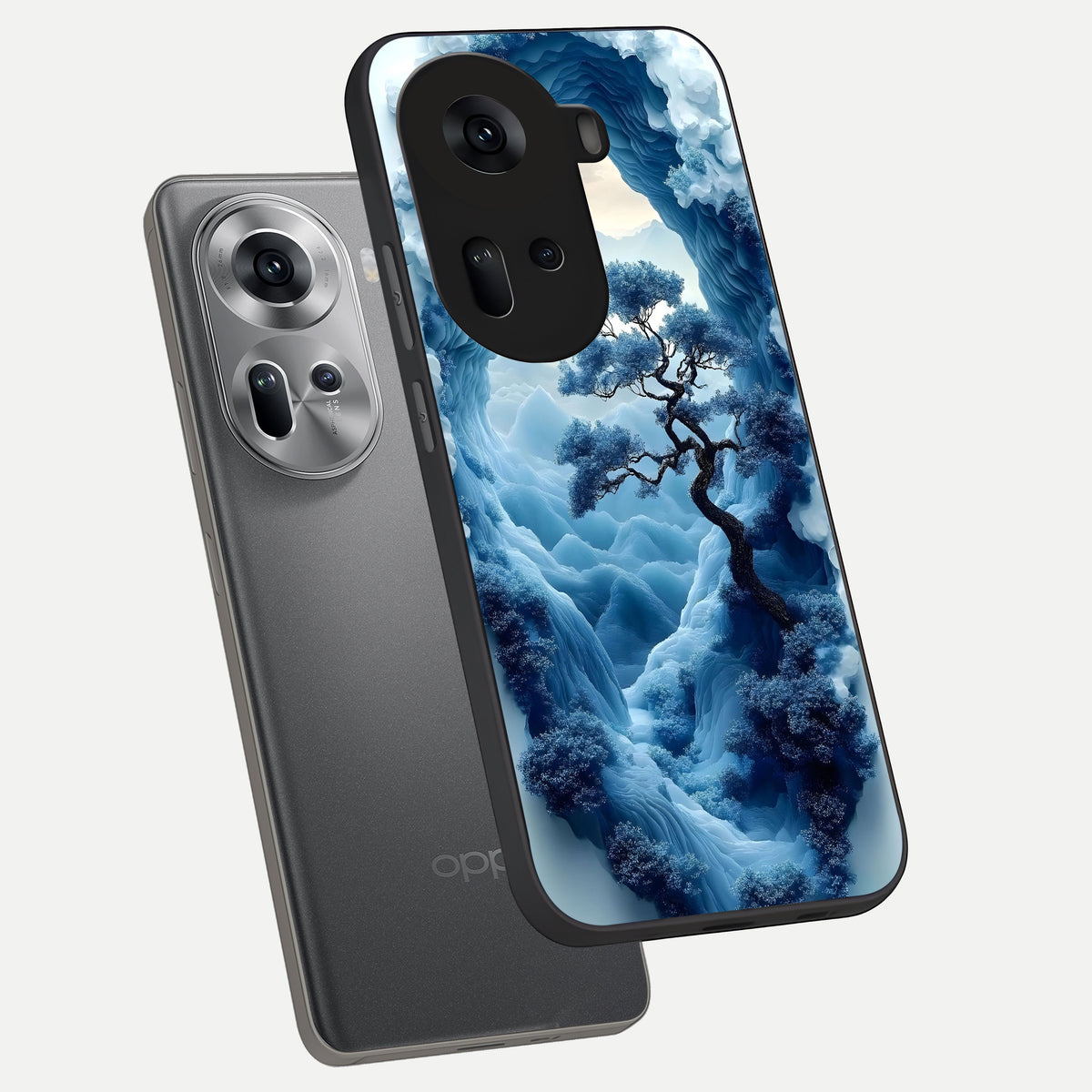  Frozen Serenity Gate phone case For Oppo Reno 11 5G showing premium glass back cover with detailed artwork