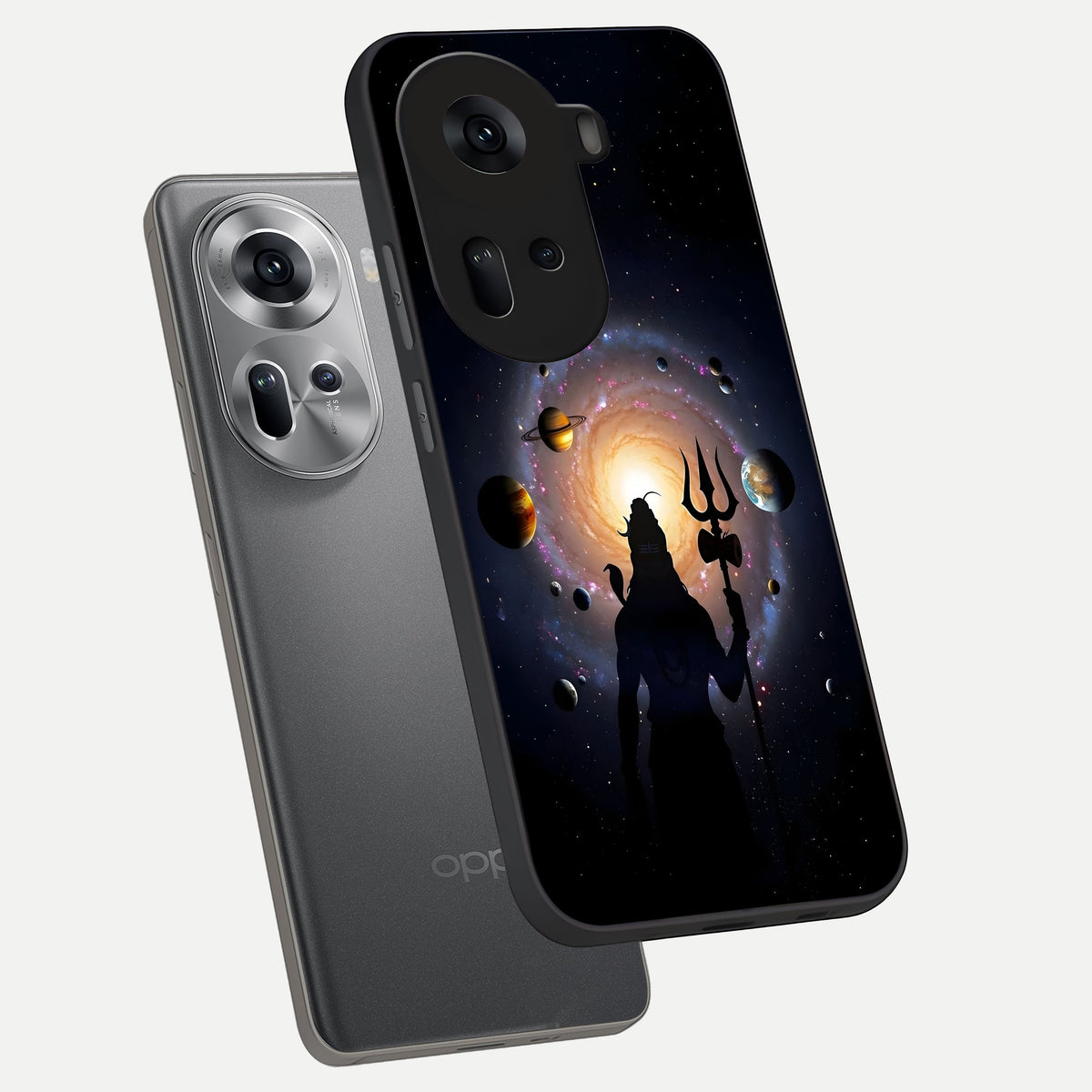  Galactic Shiva Vision phone case For Oppo Reno 11 5G showing premium glass back cover with detailed artwork