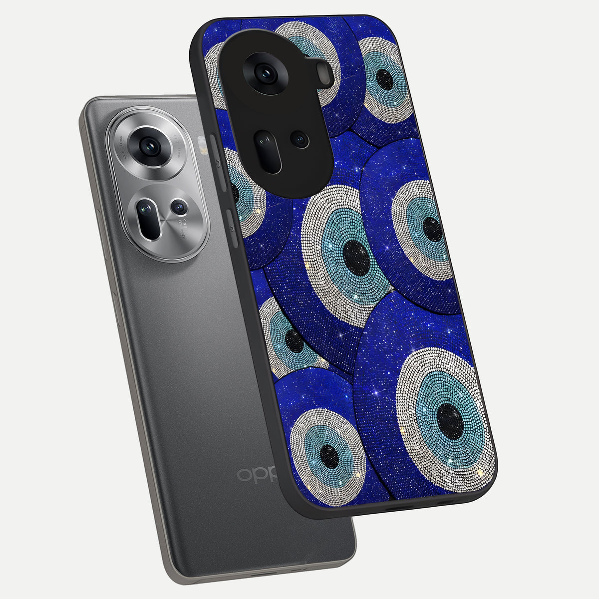  Galaxy Eye Flow phone case For Oppo Reno 11 5G showing premium glass back cover with detailed artwork