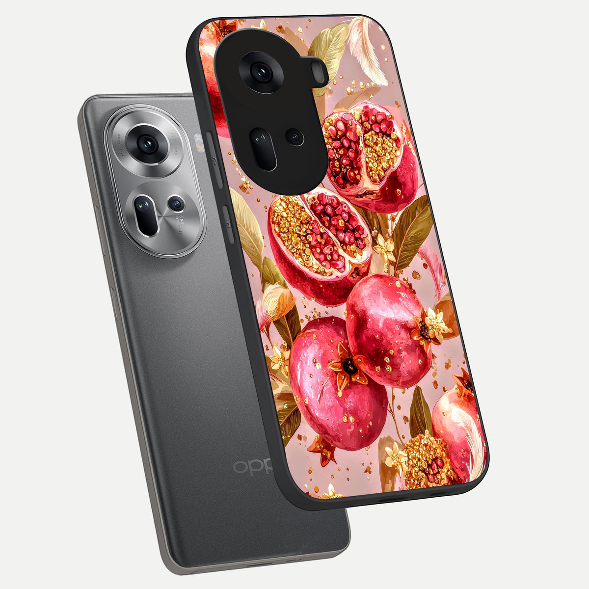  Golden Bloom Glow phone case For Oppo Reno 11 5G showing premium glass back cover with detailed artwork
