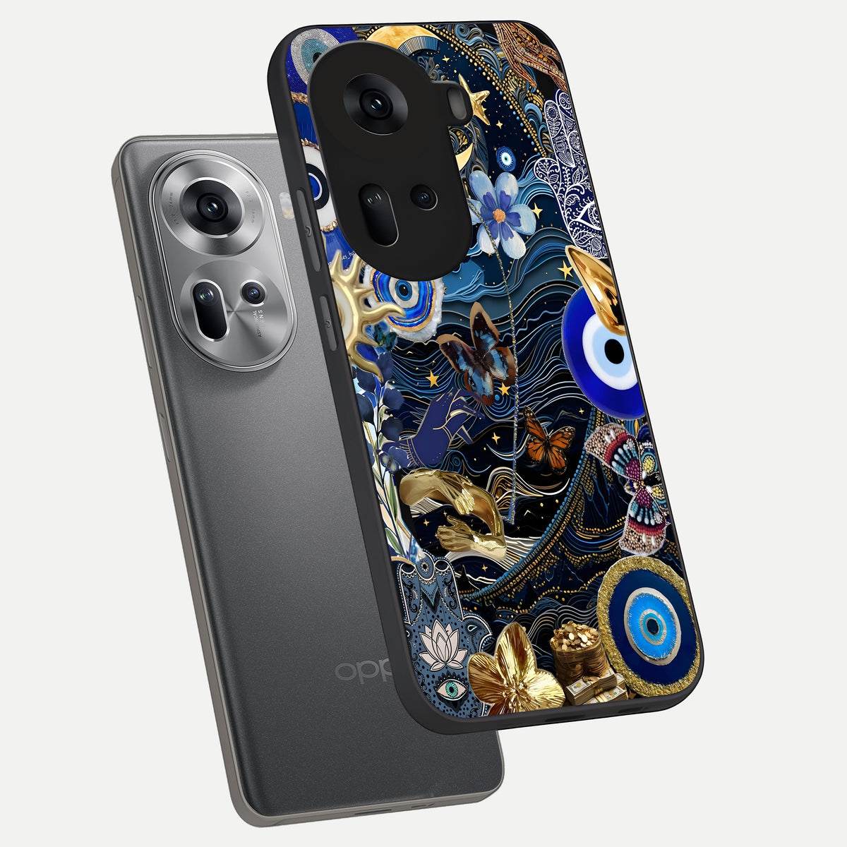  Golden Moon Magic phone case For Oppo Reno 11 5G showing premium glass back cover with detailed artwork