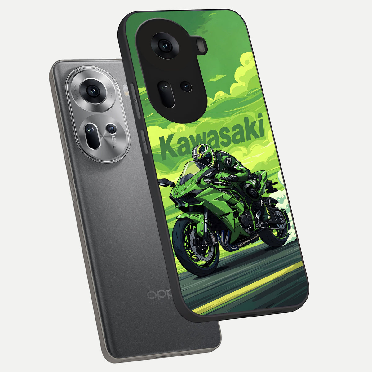  Greenery Sky phone case For Oppo Reno 11 5G showing premium glass back cover with detailed artwork