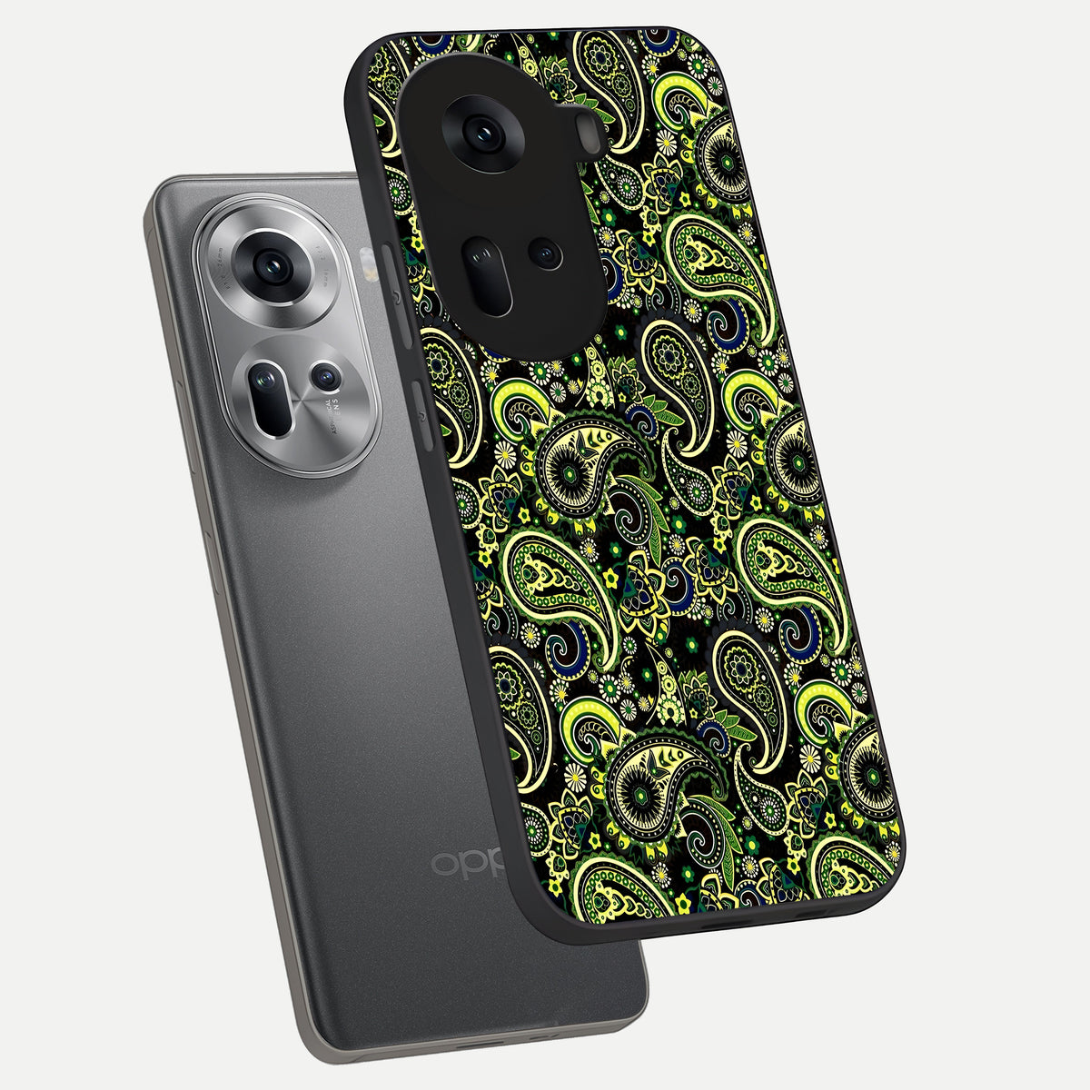  Green Lemon phone case For Oppo Reno 11 5G showing premium glass back cover with detailed artwork