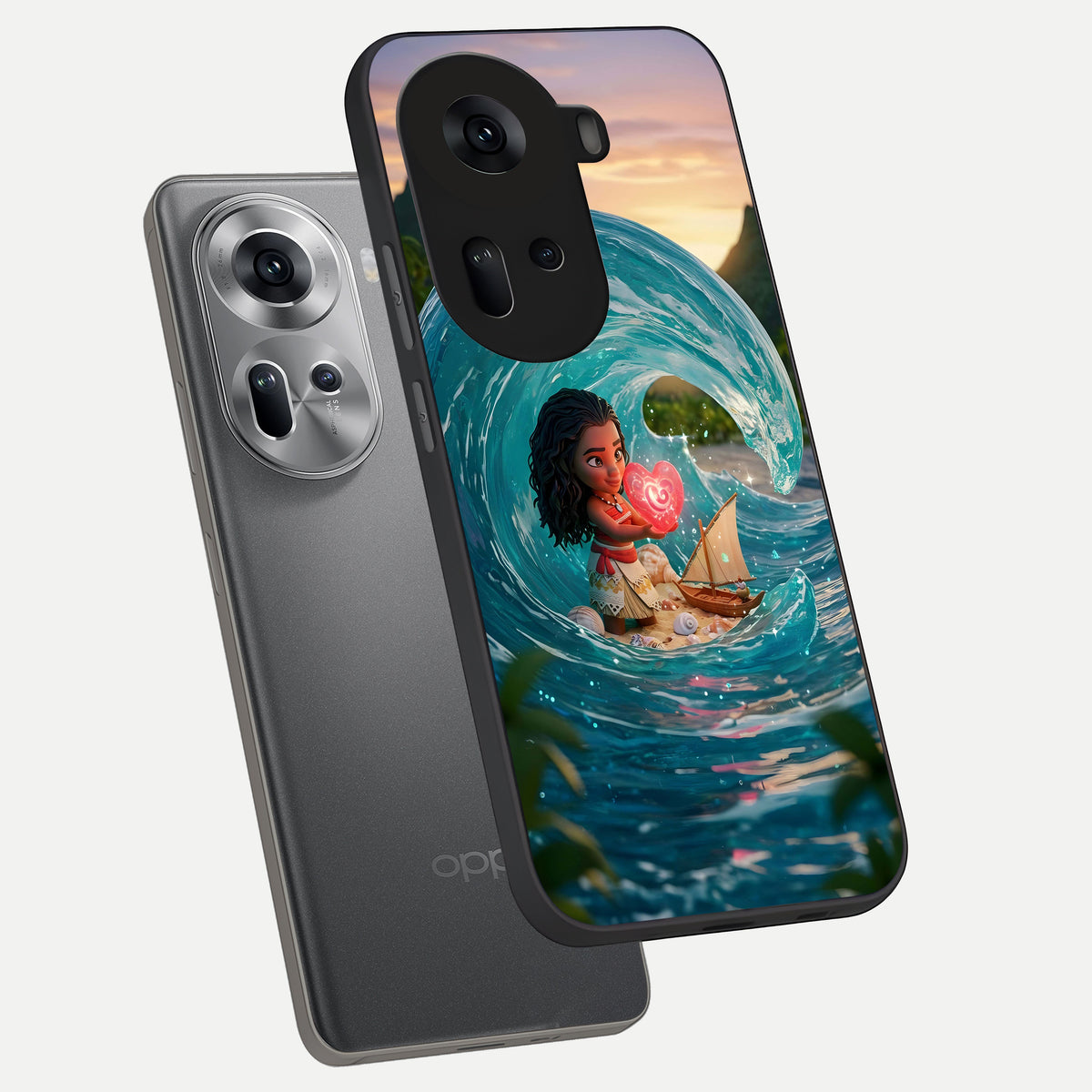  Heart of Ocean phone case For Oppo Reno 11 5G showing premium glass back cover with detailed artwork