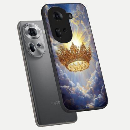  Heavenly Crown Light phone case For Oppo Reno 11 5G showing premium glass back cover with detailed artwork