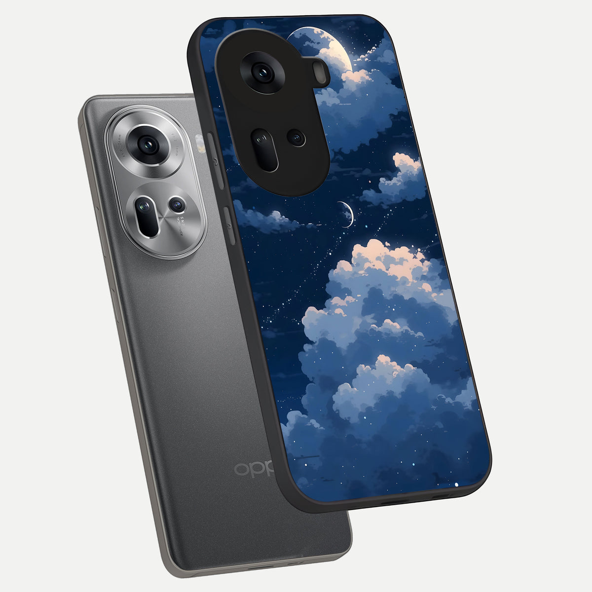  Moon Dream Haze phone case For Oppo Reno 11 5G showing premium glass back cover with detailed artwork