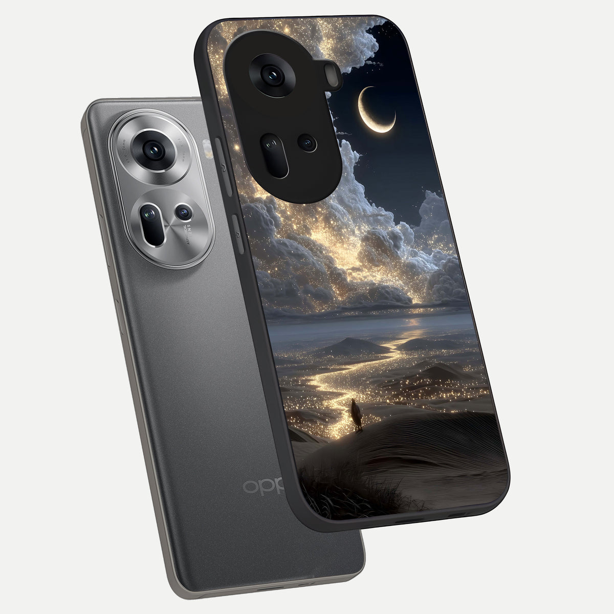 Moonlight Spark Path phone case For Oppo Reno 11 5G showing premium glass back cover with detailed artwork