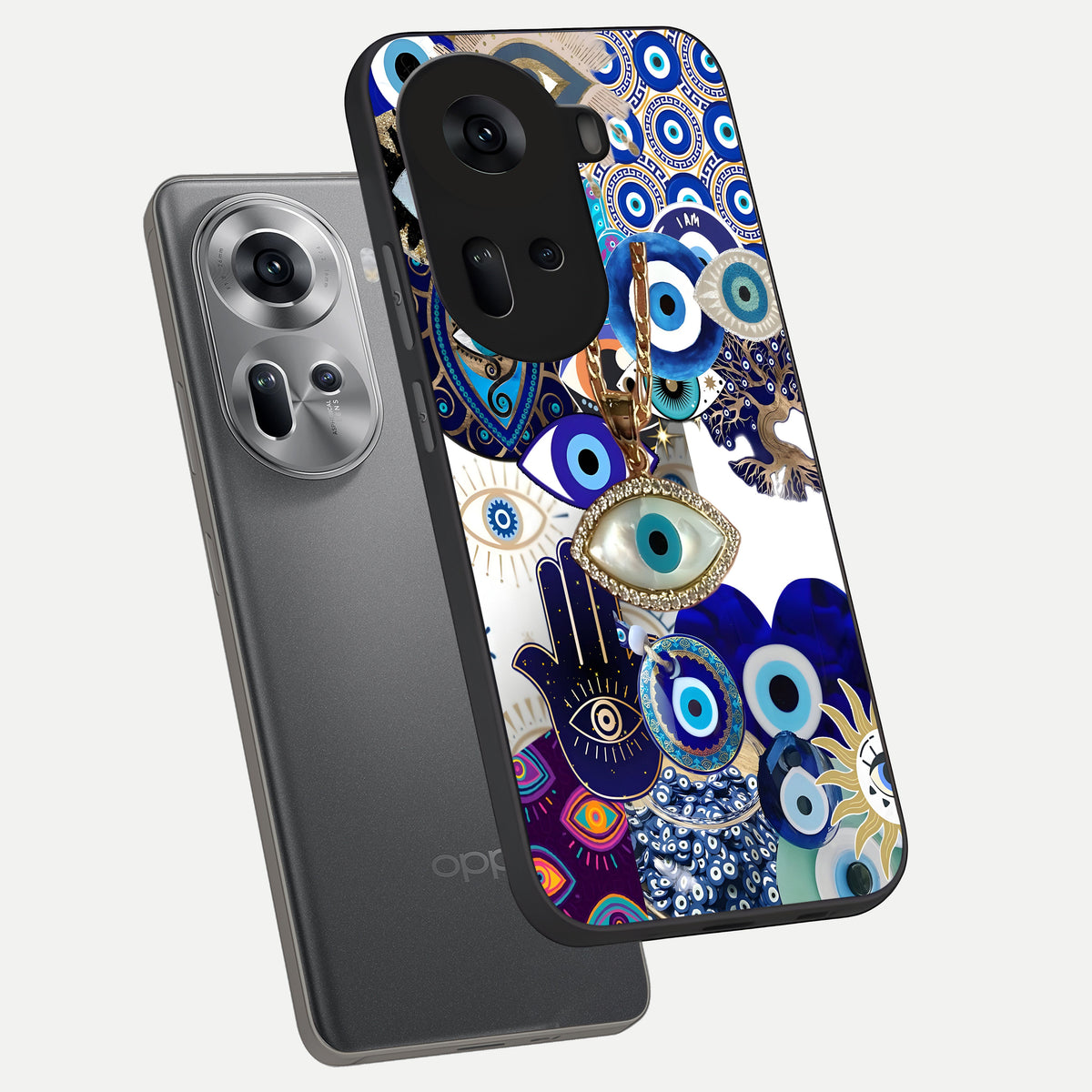  Mystic Charm Eye phone case For Oppo Reno 11 5G showing premium glass back cover with detailed artwork