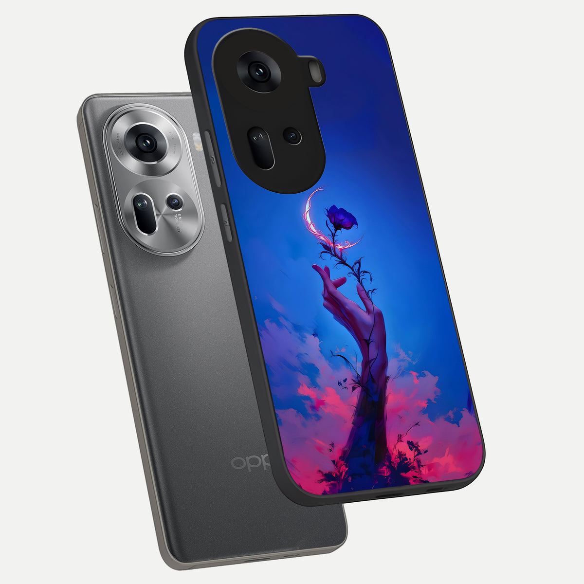  Mystic Hand phone case For Oppo Reno 11 5G showing premium glass back cover with detailed artwork