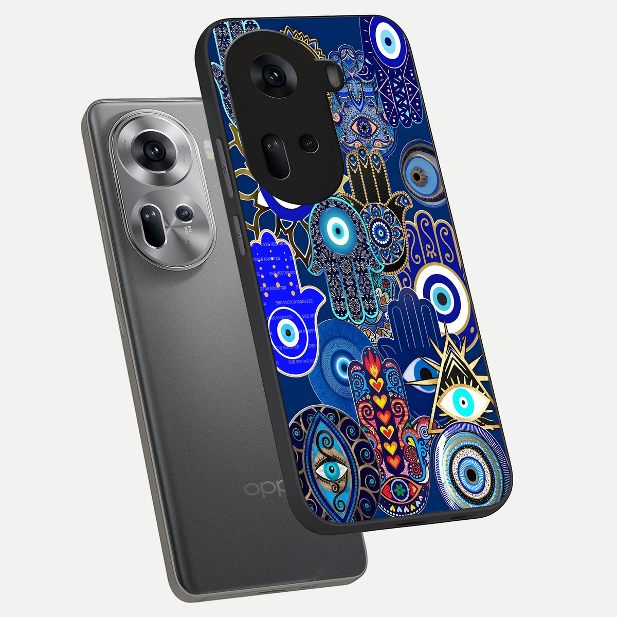  Mystic Palm Guard phone case For Oppo Reno 11 5G showing premium glass back cover with detailed artwork
