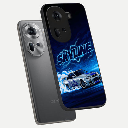  Neon Drift Beast phone case For Oppo Reno 11 5G showing premium glass back cover with detailed artwork