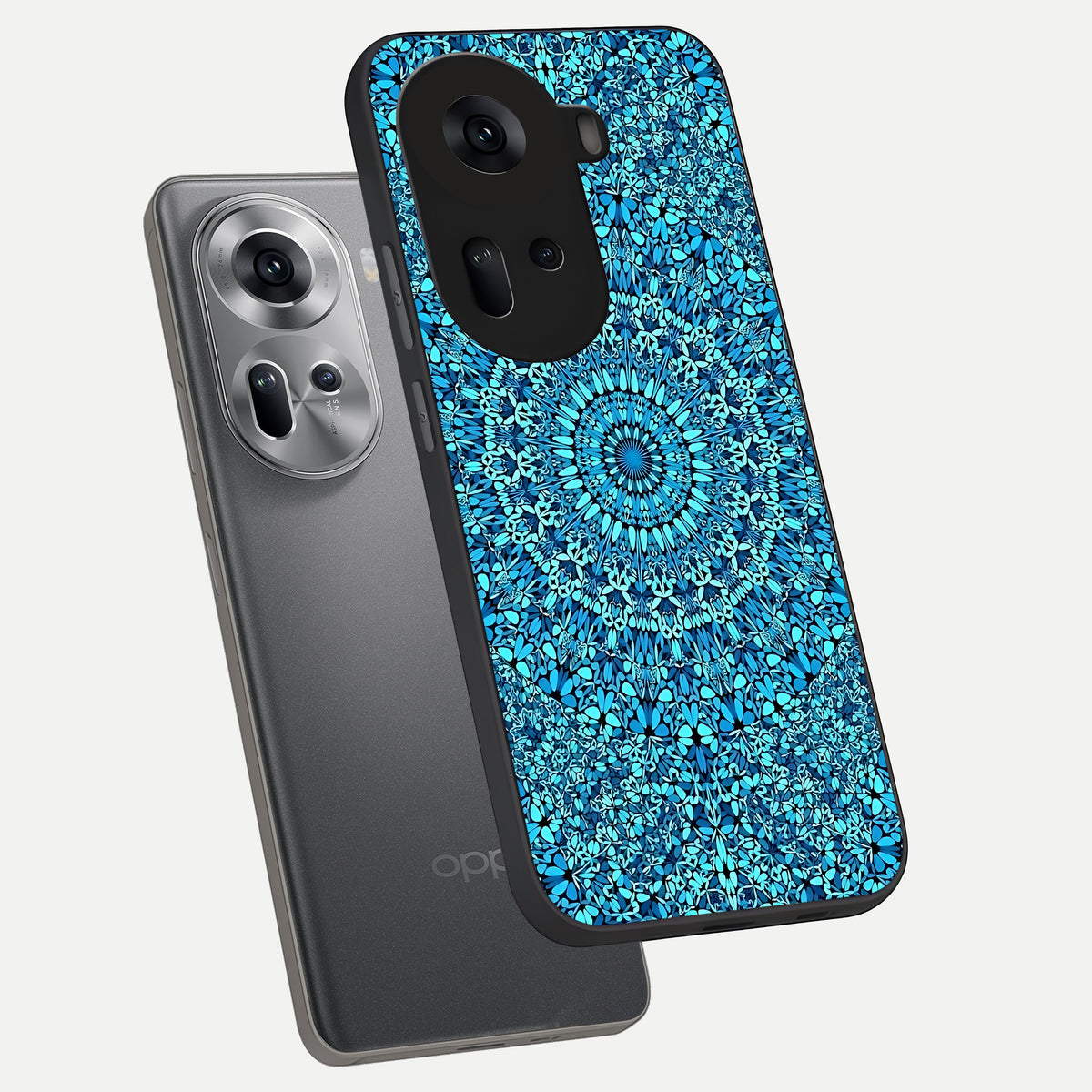  Ocean Bloom Mandala phone case For Oppo Reno 11 5G showing premium glass back cover with detailed artwork