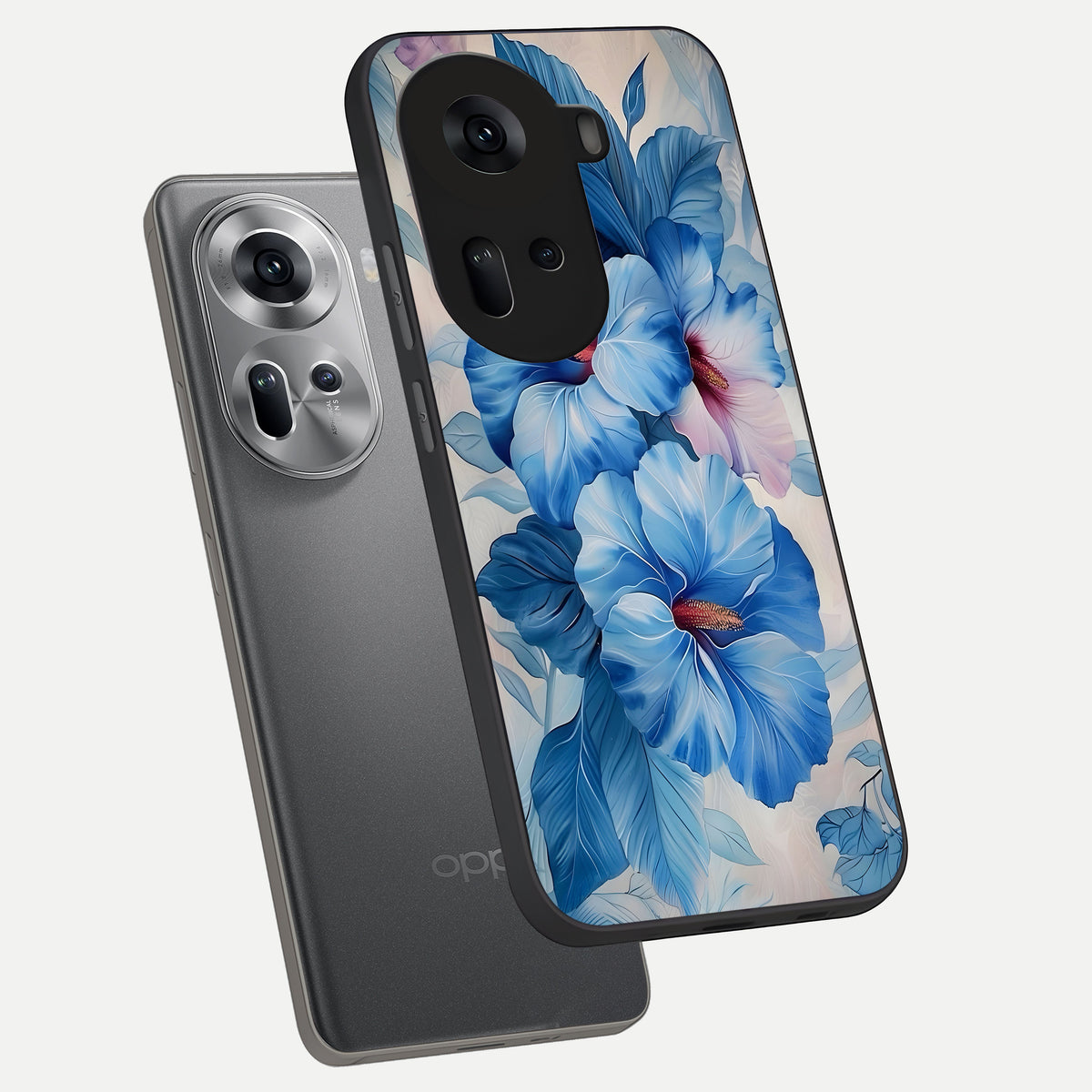  Ocean Hibiscus Grace phone case For Oppo Reno 11 5G showing premium glass back cover with detailed artwork