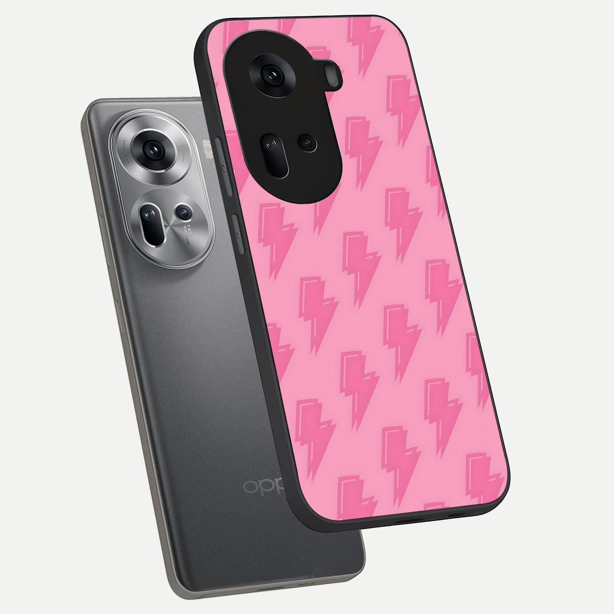 Pink Moo Magic phone case For Oppo Reno 11 5G showing premium glass back cover with detailed artwork