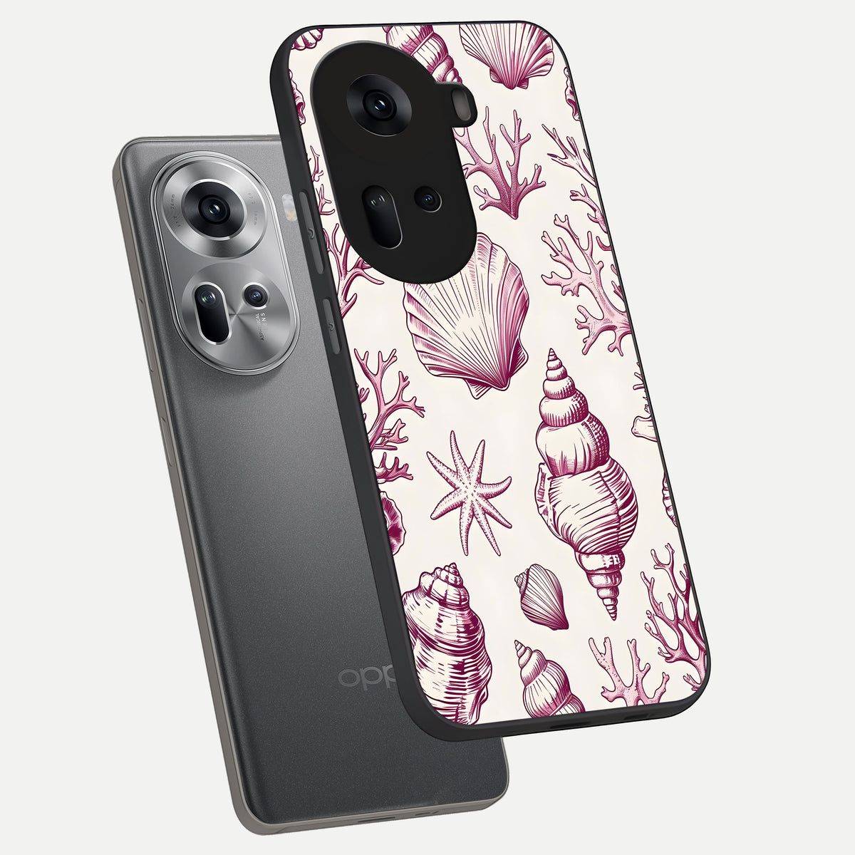  Pink Power Sparks phone case For Oppo Reno 11 5G showing premium glass back cover with detailed artwork