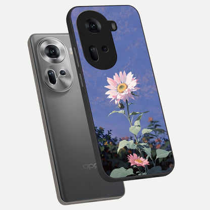 Pink Shells Outline phone case For Oppo Reno 11 5G showing premium glass back cover with detailed artwork