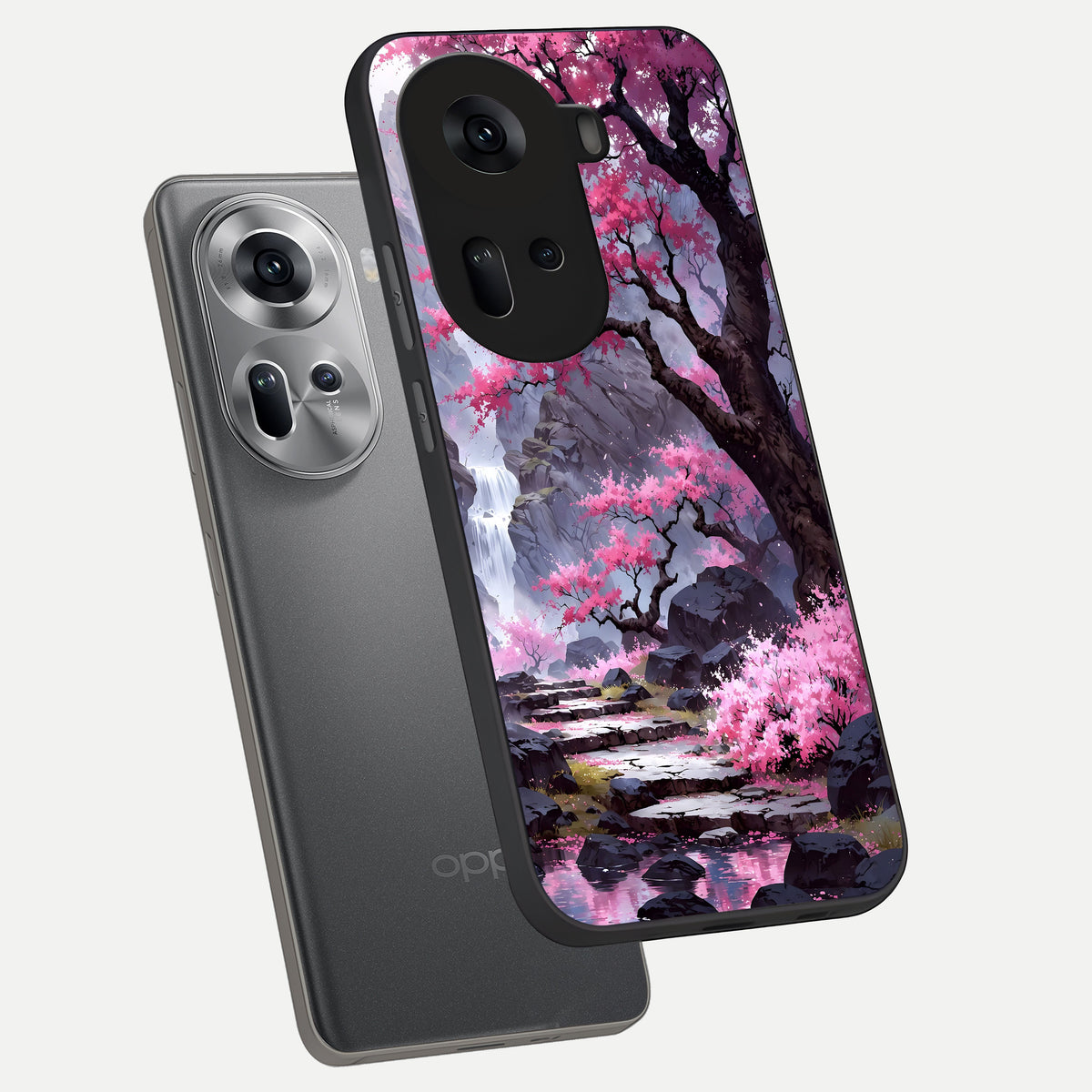  Pink Sunflower Glow phone case For Oppo Reno 11 5G showing premium glass back cover with detailed artwork
