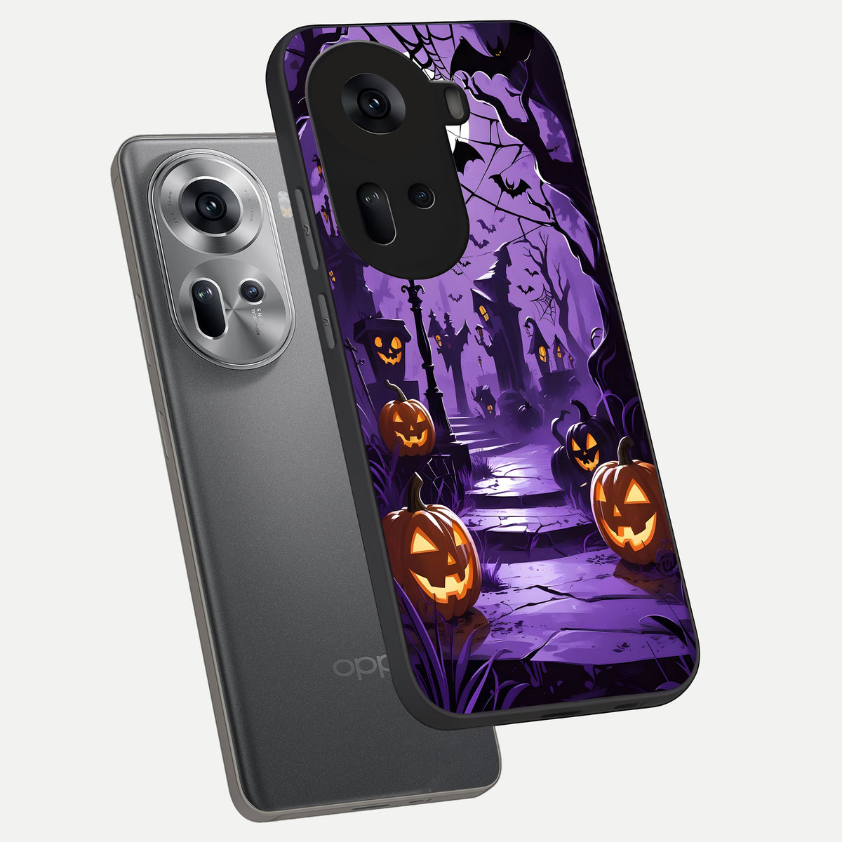  Pumpkin Patch Halloween phone case For Oppo Reno 11 5G showing premium glass back cover with detailed artwork