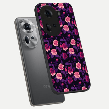 Rose Garden Twilight phone case For Oppo Reno 11 5G showing premium glass back cover with detailed artwork