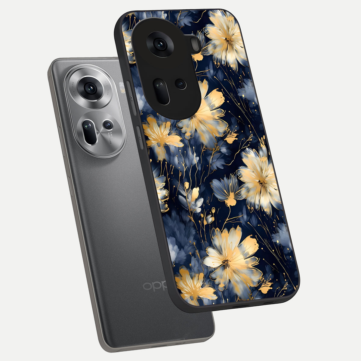  Royal Petal Dream phone case For Oppo Reno 11 5G showing premium glass back cover with detailed artwork
