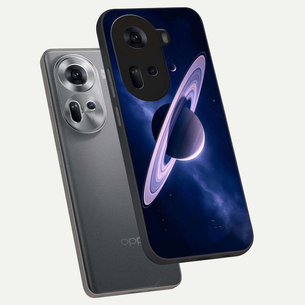  Saturn Ring Mystique phone case For Oppo Reno 11 5G showing premium glass back cover with detailed artwork