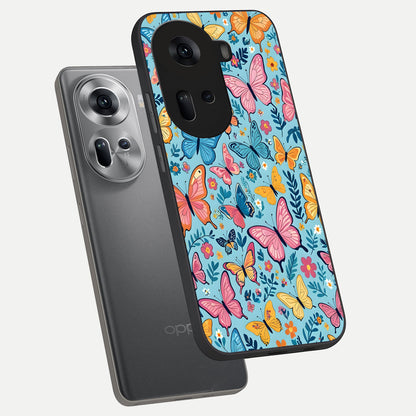  Spring Wing Garden phone case For Oppo Reno 11 5G showing premium glass back cover with detailed artwork