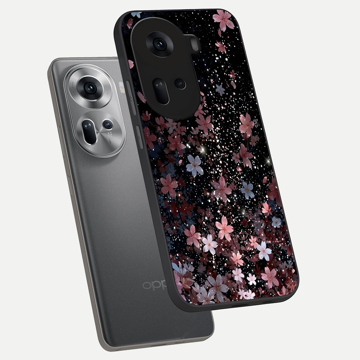  Starlit Flower Dreams phone case For Oppo Reno 11 5G showing premium glass back cover with detailed artwork