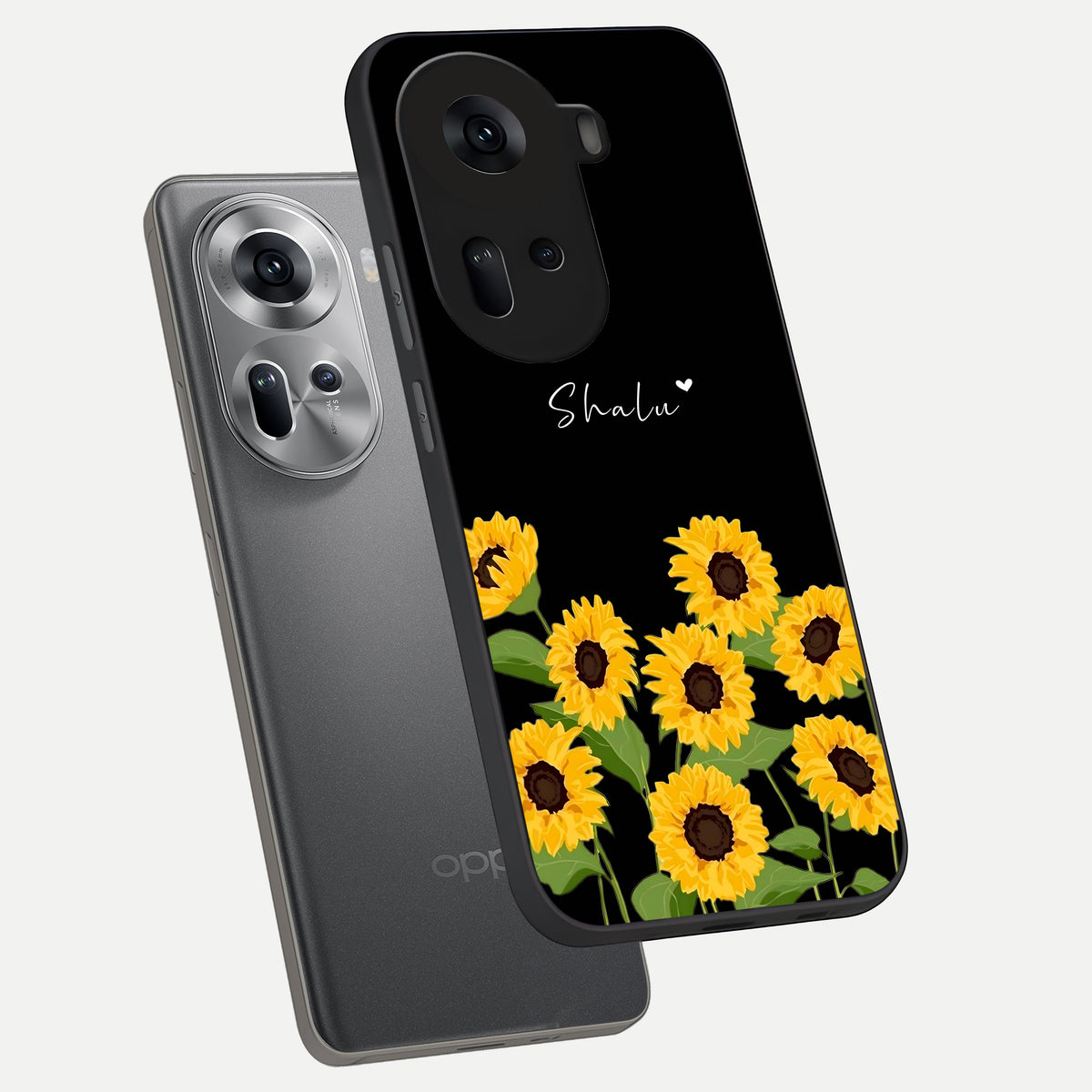  Sunflower Sky Bloom phone case For Oppo Reno 11 5G showing premium glass back cover with detailed artwork